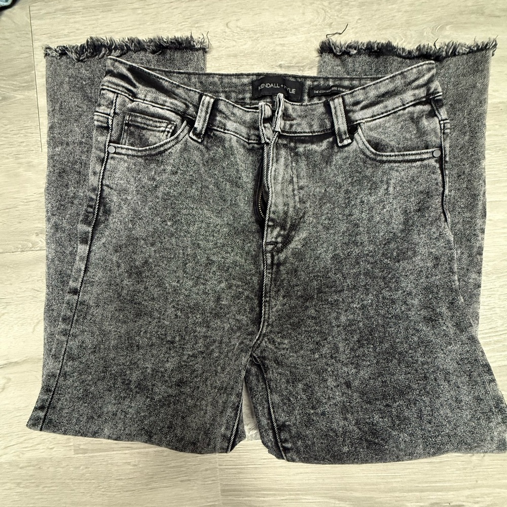Kendall & Kylie Acid-Wash Gray Denim Pants